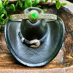 925 Sterling Silver Sonoran Gold Turquoise Cuff Bracelet Stamped Southwestern